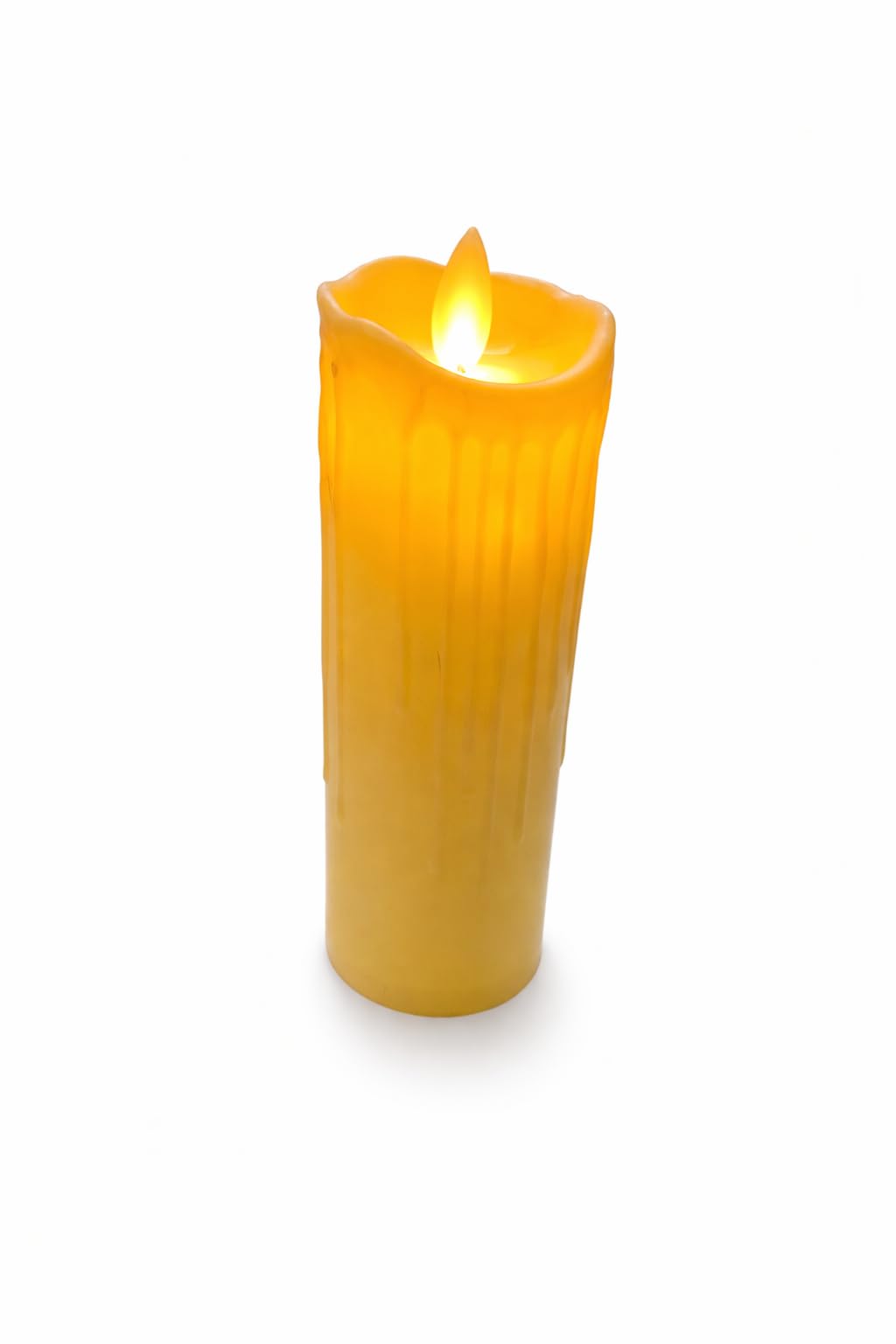 Combo LED Flameless Candle, Battery Operated, Realistic Flickering Flame, Pillar Style, Yellow Wax Finish (Pack of 2)