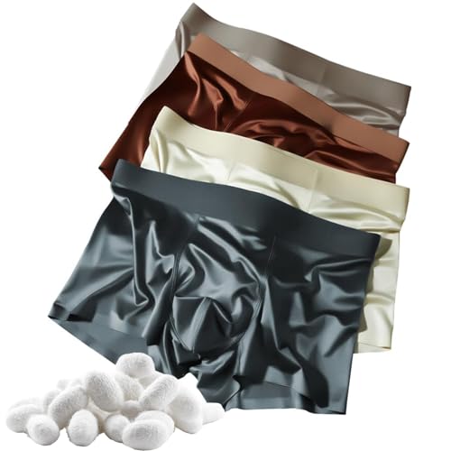 Mens Satin Boxers Silk Boxers for Men Satin Underwear Seamless Silkies Short Boxer Briefs Ice Silk Mesh Cooling Underpants