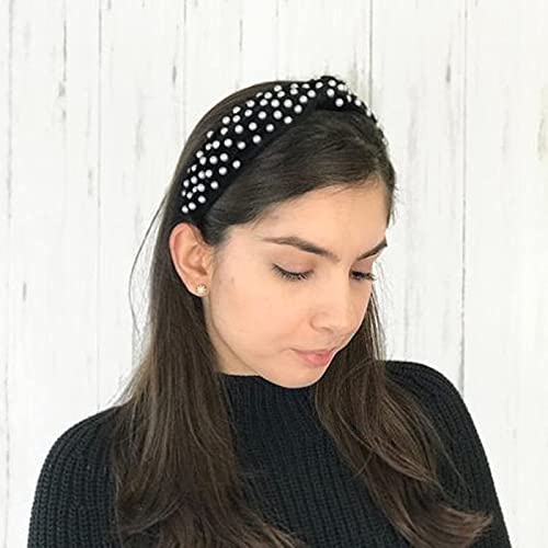 Image of DRESHOW 4 Pack Velvet Pearl Headbands for Women Girls Bow Turban Vintage Boho Head Bands Wraps Hoop Hair Accessories Gift