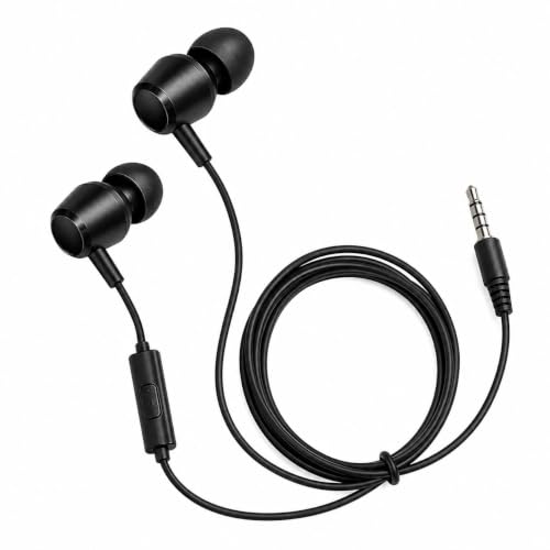 Image of Durable Metal Wired Earphones Earbuds with Microphone & Deep Bass Clear Sound Noise Isolating in Ear Headphones, Stereo Ear Buds for Cell Phones, Laptop, Tablet,