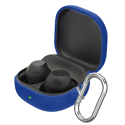 Image of Sounce Silicone Case Cover for Samsung Galaxy Buds Core, Buds FE, Buds 2 Pro & Buds Pro, Shockproof Anti-Slip Protective Skin with Metal Carabiner Keychain, Lightweight Earbuds Cover (Blue)