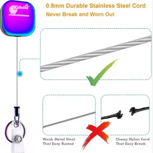Image of Heavy Duty Metal Zinc Alloy I'd Card Retractable Black Stylish Badge yoyo Reel, Key Chain Holder Belt Clip Pull Cord with 27.5 inch Steel Cable (Multicolour)