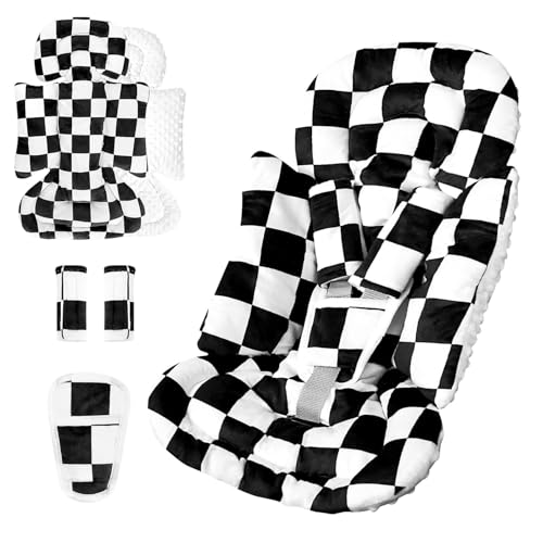 Hooyax Asiento elevador de asiento para capazo con 3 correas acolchadas, cojín suave para recién nacido para cochecitos, columpios, balancín para bebé, color negro