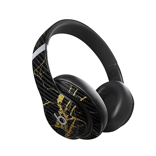 Image of MightySkins Carbon Fiber Skin Compatible with Beats Studio Pro - Black Gold Marble | Protective, Durable Textured Carbon Fiber Finish | Easy to Apply