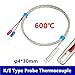 RBFRZGSU 1pcs K Type/E Type Industrial Thermocouple Probe Temperature Sensor Needle Wire 0-600℃ for Precision Temperature Measurement(E-type-3me)