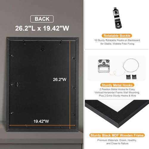 Image of HOUSE DAY 3 Pack Poster Frames 18 x 24 Wood and Polished Plexiglass 18x24 Frame without Mat or 16x20 with Mat, Horizontal or Vertical Wall Mounting 18 x 24 Poster Frame 18x24 Poster Frame Black Frames for Large Size Picture