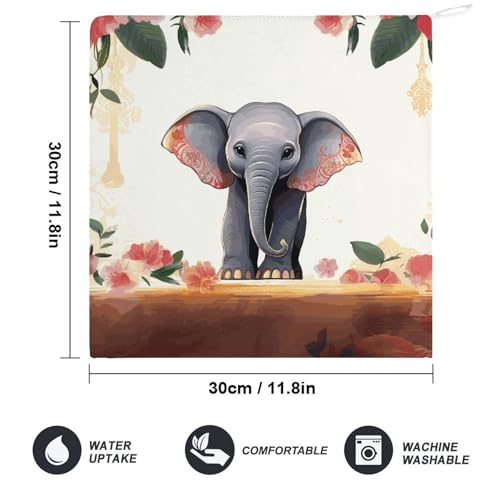Torchons microfibre super absorbants séchage rapide Lucky Elephant avec boucle lot de 4 - 3