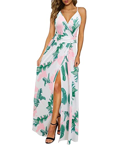 Image of Newshows Women's 2026 Lightweight Summer Wedding Guest Beach Vacation Casual V Neck Split Flowy Maxi Dress