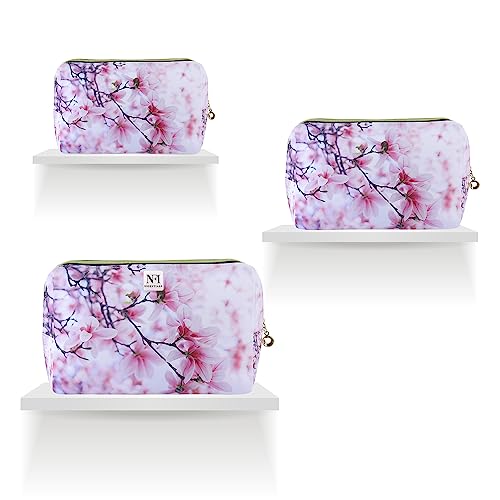 Image of NFI essentials Makeup Pouch Set of 3 Piece, Stylish Pouches for Makeup Accessories, Travel Pouch for Women, Cosmetic Pouch, Vanity Case, Jewellery Pouch, Toiletry Make up Bag