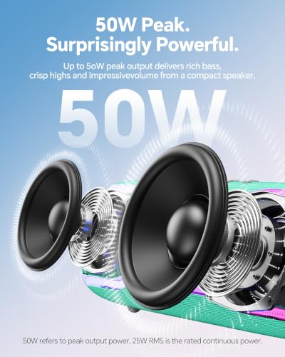Image of (Upgraded Version) Portable Bluetooth Speaker, IPX7 Waterproof Wireless Speaker with Colorful Flashing Lights, 24H Playtime, 100ft Bluetooth Range, TWS Pairing for Outdoor, Home, Party, Beach, Travel