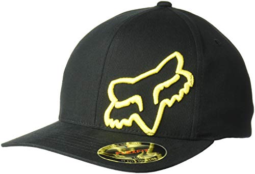 Fox Men's Flex 45 Flexfit HAT, Black/Yellow, Large/X-Large