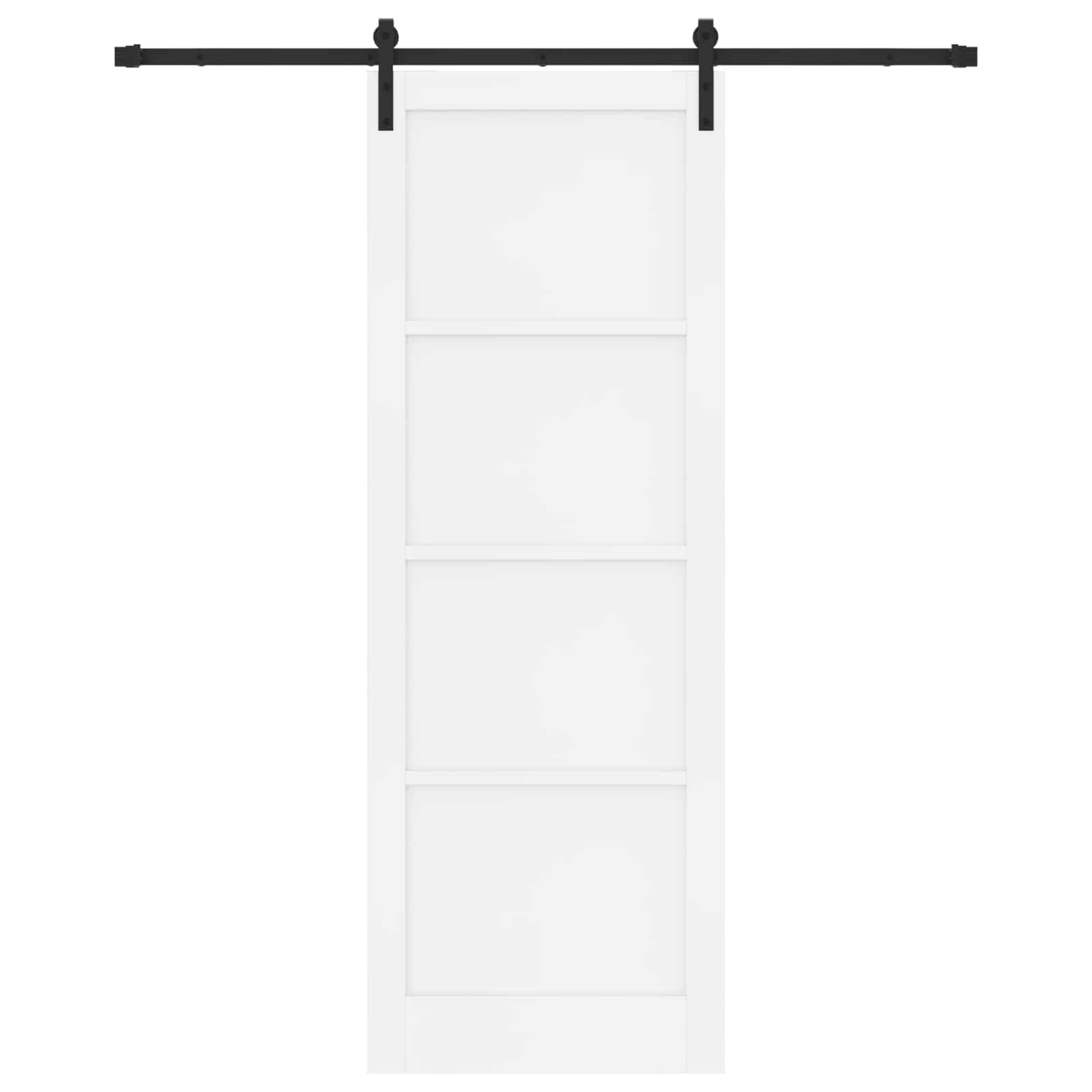 Puerta corredera de madera de pino maciza, 83 x 232 cm, con riel de acero pulverizado y mecanismo deslizante silencioso, ahorra espacio, ideal para interiores y renovación