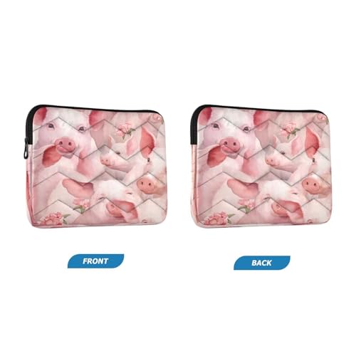 Funda para portátil 13-14 pulgadas con patrón de cerdos rosa miniatura 2