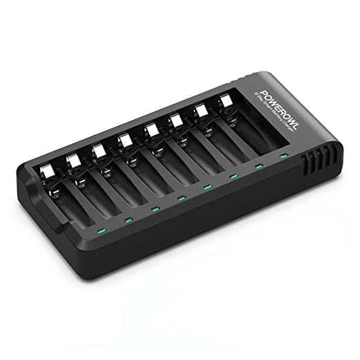 POWEROWL 8 Bay AA AAA Battery Charger (USB High-Speed Charging, Independent Slot) for Ni-MH Ni-CD Rechargeable Batteries (No Adapter)