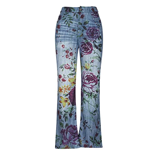 Plus Size Bell Bottom Jeans for Women Floral Embroidered High-Rise Flare Jeans Stretch Skinny Fitted Denim Pants3