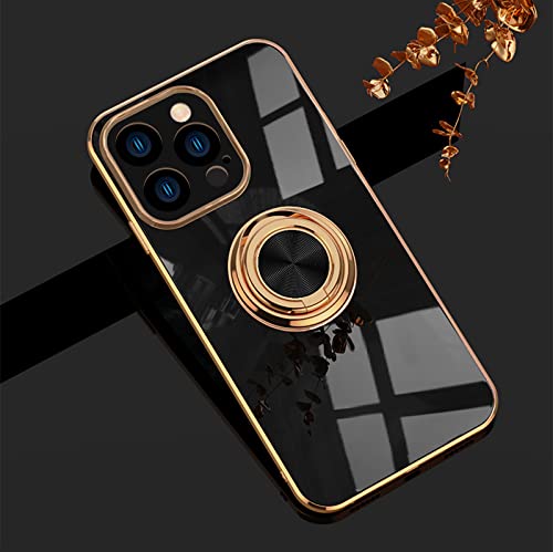EYZUTAK Electroplated Magnetic Ring Holder Case for iPhone 15 Pro