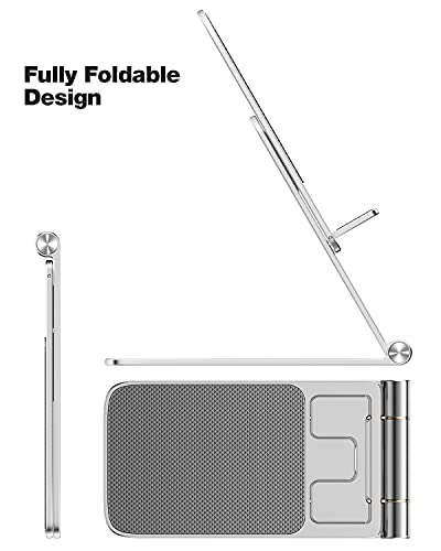 Meiso Cell Phone Stand, Fully Foldable Phone Holder For Desk, Desktop Mobile Phone Cradle Dock Compatible With Iphone, Samsung Galaxy, Ipad Mini, Tablets Up To 10” (Silver) #TOP1