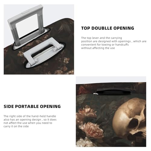 Skull And Old Books Flowers Elastic Travel Luggage Covers Dustproof Scratch-Resistant Suitcase Protector Fit 22-24 Inch3