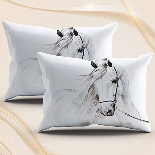 Housse de couette cheval blanc imprimé 3D pour chambre ado garçon