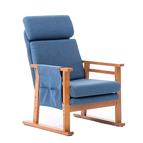 WF-chair Silla Para El Almuerzo Silla De Casa De Madera Maciza Para El Hogar/Mediana Edad/Silla De Siesta/Balcón Gris 66x61x79CM (Color : Blue)