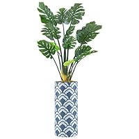 SIGNWIN Monstera Tree with Geometric White & Blue Cloud Pattern Abstract Skylines Minimalism Chic Colorful Multicolor Ultra for Living Room, Bedroom, Office - X-Large 5 Feet (60