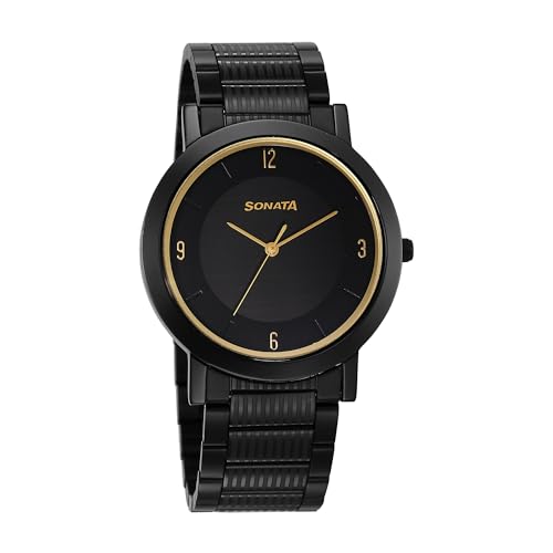 Sonata Utsav Quartz Analog Black Dial Stainless Steel Strap Watch for Men-77108NM02 (B0CY5J2BK4) Amazon Price History, Amazon Price Tracker