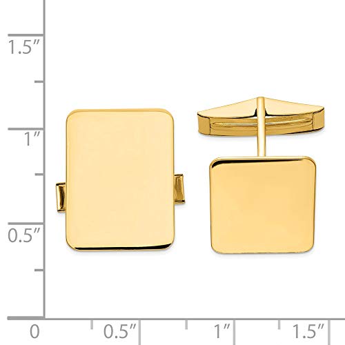 Mancuernillas rectangulares para hombre en oro amarillo 14k miniatura 2