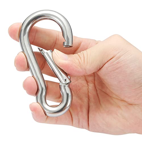 Image of sprookber Stainless Steel Spring Snap Hook Carabiner - 304 Stainless Steel Clips, Set of 6