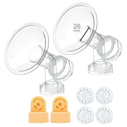 Image of 26 mm 2xOne-Piece Breastshield w /Valve and Membrane Compatible with Medela Breast Pumps; Made by Maymom.