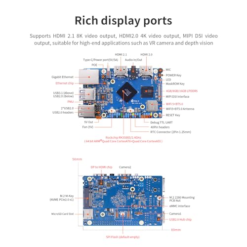 Image of Generic Orange Pi 5 Pro 4GB LPDDR5 8 Core 64 Bit RK3588S Single Board Computer, 8K Video Decoding 2.4GHz Frequency WiFi Bluetooth Open Source Board Run Orange Pi OS, Android, Debian, Ubuntu