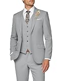 Wangyue Men 3 Piece Suit Silver Suits for Men Dinner Party Tuxedo Wedding Suit Groom Groosman, L
