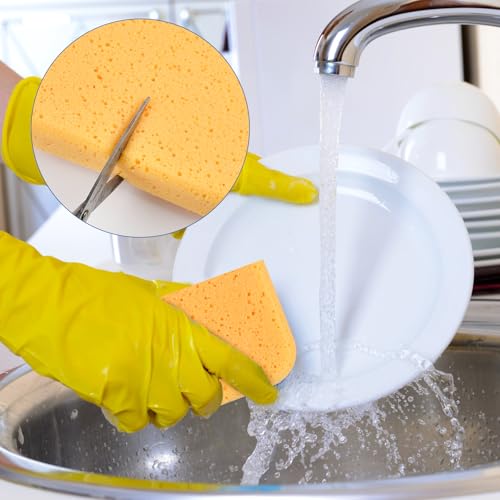 Image of 24 Pcs Large Cleaning Sponge, 7.5 x 5.5 x 1.9 Inch Grout Sponge, Yellow Car Wash Sponge, Multipurpose Large Sponges for Cleaning Kitchen, Window, Car, Bicycle