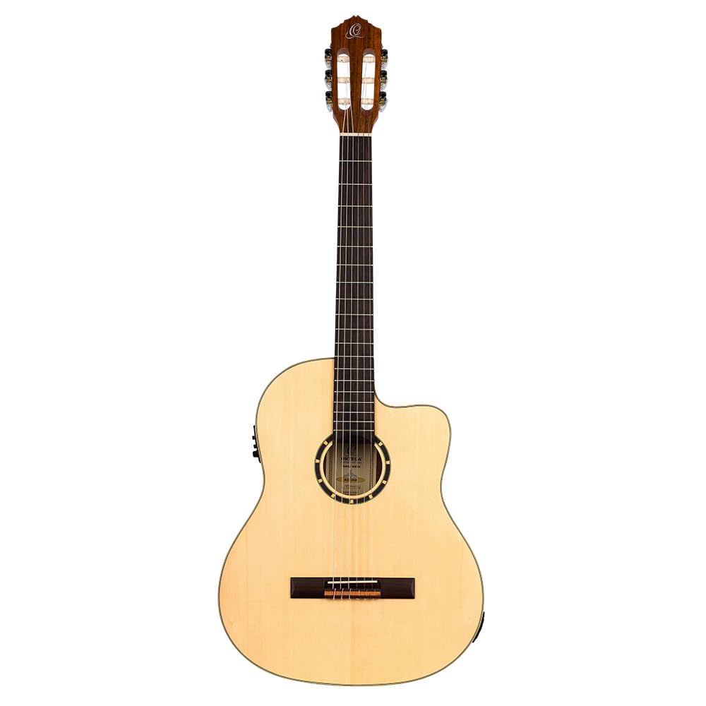 Ortega Guitars Chitarra Concerto Thinline Elettro-acustica - Serie Family - Slim Neck - include Gig Bag - top in mogano/abete (RCE125SN)
