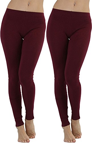 Image of ToBeInStyle Women's Skinny Fit Cotton Full Length Leggings Tights - Regular and Plus Sizes
