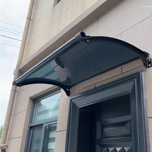 Marquesina para Puertas Y Ventanas Negro,Tejadillo para Casa con Gran Depósito De Agua,Toldo para Terraza De Aleación De Aluminio,Protección UV Y Resistente A La Lluvia (100x270cm,S)
