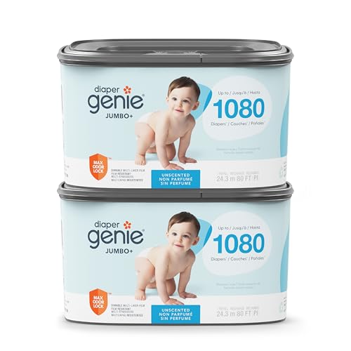 Image of The Diaper Genie Jumbo Square Refill, with Continuous Film, can Hold up to 1080 Newborn-Sized Diapers per Refill (Pack of 2)