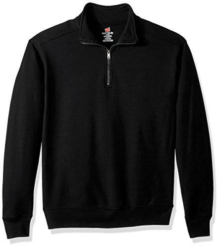 Hanes Men's Nano Quarter-Zip Fleece Jacket, Black, Small