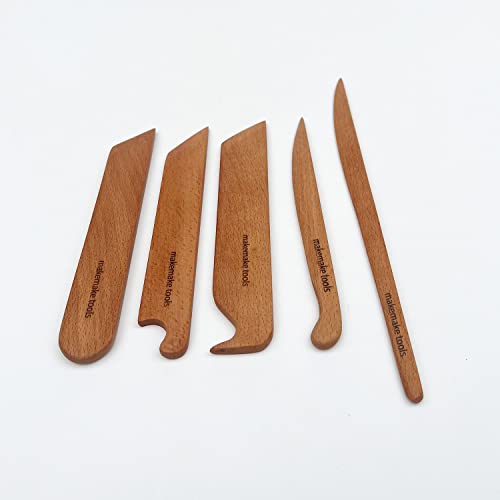 Make Make Tools | Clay Wooden Knife Tools Kit | 5 Pieces Of Knife Set | Pottery Starter Kit Pottery Tool | Clay Wood Trim Knife | Wooden Clay Cutting Access Clay Off The Corner #TOP2