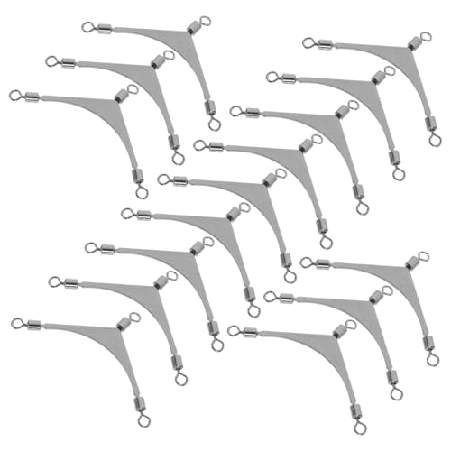 Toyvian Conector Giratorio de Acero Inoxidable 3 Vías para Pesca Eslabones Giratorios Triples 15 Piezas Accesorio Profesional para Aparejos de Pesca en Agua Salada y Dulce Anti-torsión