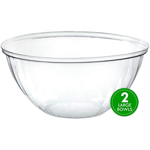 Plasticpro Disposable 150 Ounce Round Crystal Clear Plastic Serving Bowls, Party Snack or