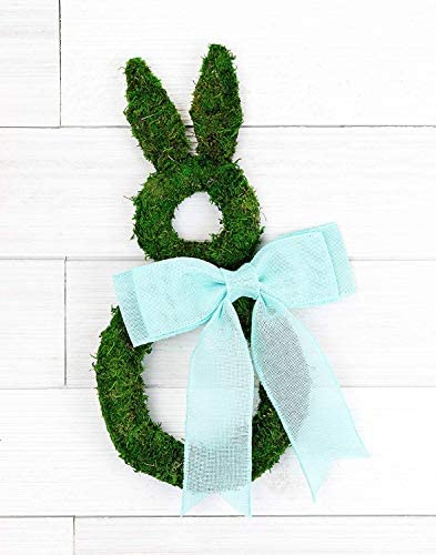 Auldhome Easter Spring Moss Wreath Base, Bunny Rabbit Shape Door Decor #TOP5