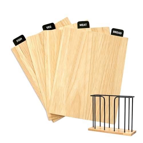 Set de 4 tablas de cortar de madera con soporte miniatura 1