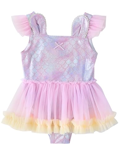 Girls One Piece Swimsuits Quick Dry Beach Swimwear Cute Toddler Swimsuits Ruffle Bathing Suits for 4-12 Years