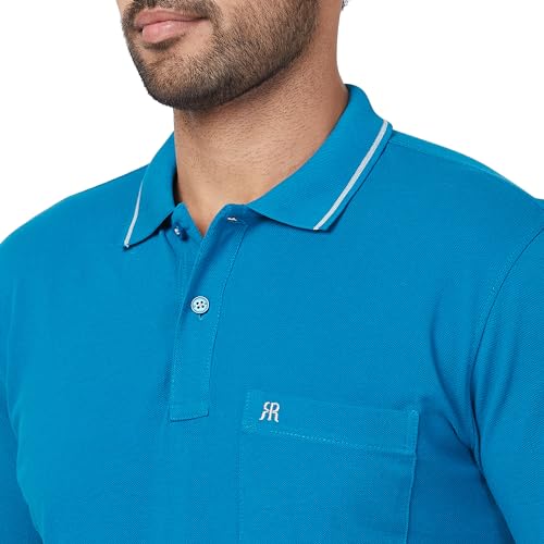 Image of Raymond Men's Modern Fit Solid Pattern Pure Cotton Half Sleeve Polo Neck Casual T-Shirt