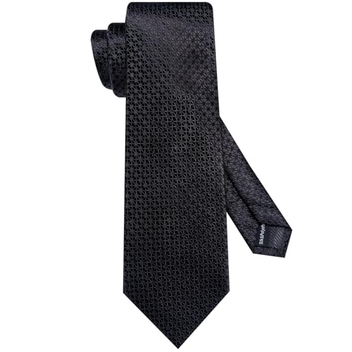 Image of Hi-Tie 70 inches Ties for Men Silk Extra Long Necktie and Pocket Square Cufflinks Set Men Big and Tall Tie Business