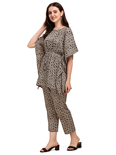 Image of NAINVISH Cotton Blend Kurta Pant Set | Ethnic Kaftan Co Ord Pant Set | Casual Wear Kaftan Pant & Top Set | Fancy Kaftan Top & Pant Set | Women Top & Pant