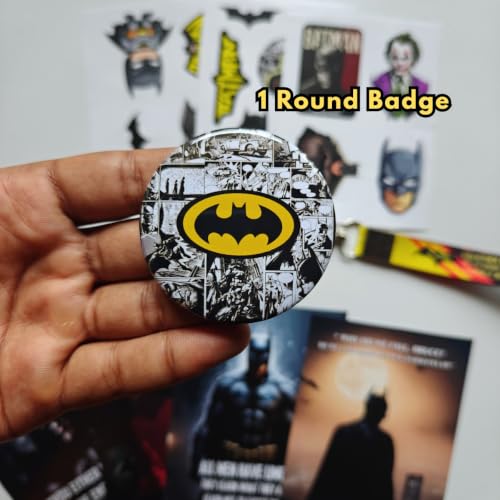 Image of TenorArts Batman Gift Box Merchandise for Fans - 5x7 Inches Laminated Photo Frame,1 Keychain, 1 Badge, 4 4x6 inches Posters, 7 Multi sized Stickers - 5 items in 1 Box | Perfect for Gifting Fans