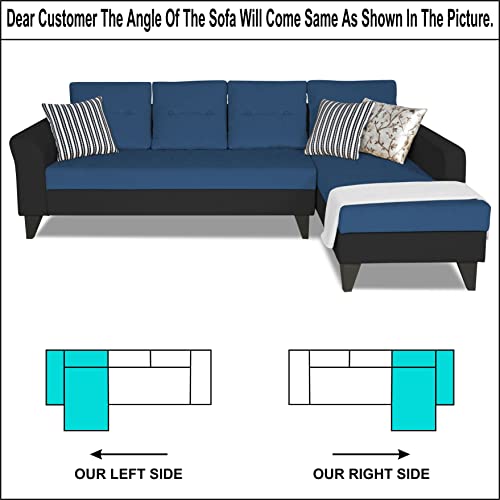 Image of Adorn India Maddox Tufted L Shape 6 Seater Sofa Set RHS (Blue & Black) (3 Year Warranty)