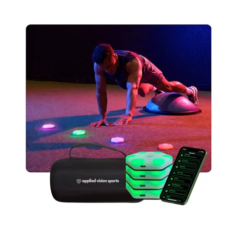 Sports Reaction Agility Lights Training Kit Improves Reaction Time & Agility for Athletes Physical Therapists & Fitness Trainers. Great for Soccer Tennis Football and Basketball. Free App.