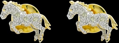 Image of Set of 2 Brooch Lapel Pins With Rhinestones